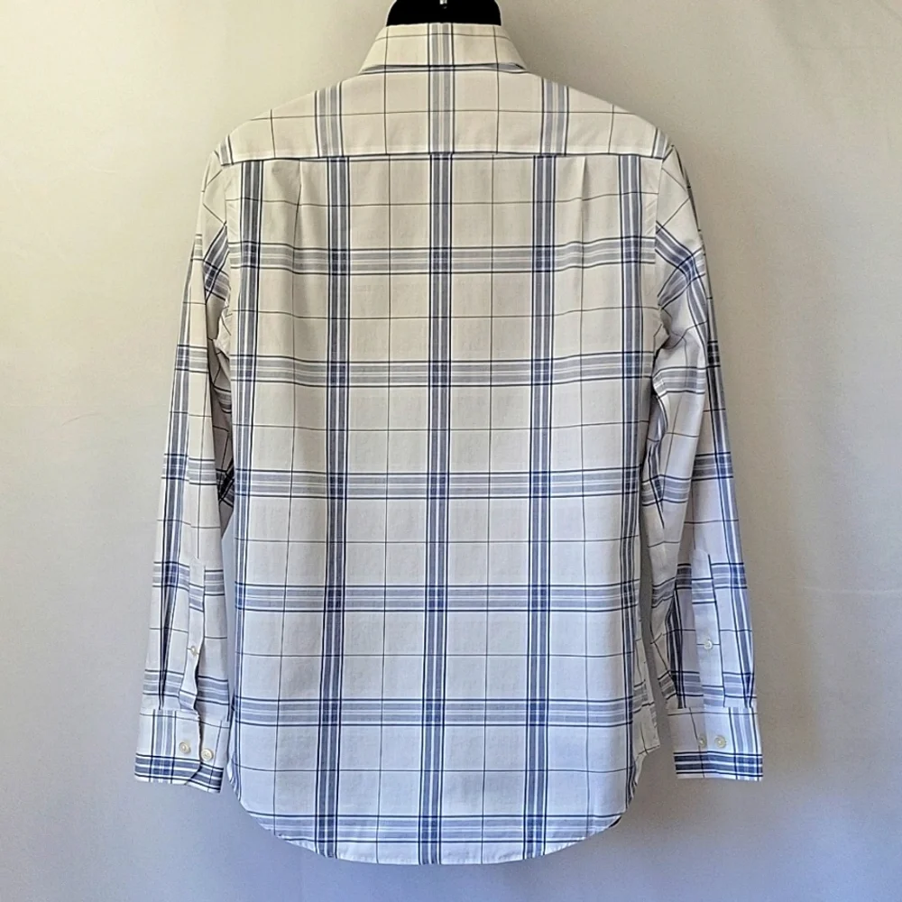 Banana Republic Slim Fit Dress Shirt BluePlaid Size 14-14.5